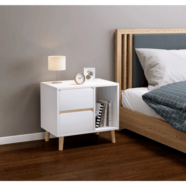 VELADOR TU MESITA VINTAGE LUHANA 2 CAJONES BLANCO