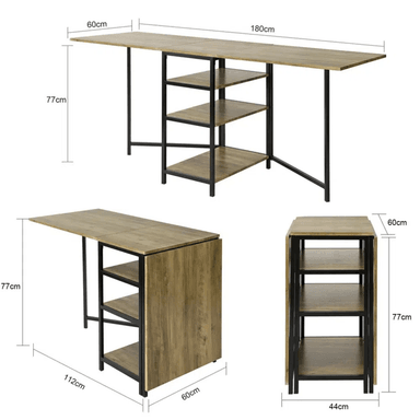 MESA DE COMEDOR TU MESITA OMÁN MARRÓN 180X60CM PLEGABLE - 4
