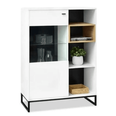 VITRINA MODERNA TU MESITA SYBILA COLOR BLANCO 1 PUERTA