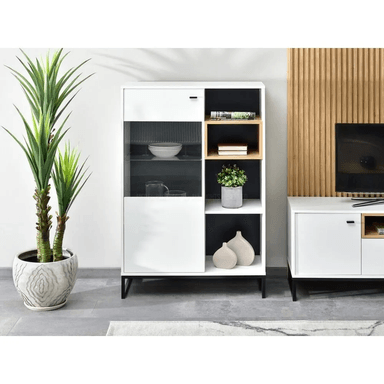 VITRINA MODERNA TU MESITA SYBILA COLOR BLANCO 1 PUERTA - 4