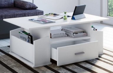 MESA DE CENTRO TU MESITA MODERNA BARAHONA 1 CAJÓN BLANCO