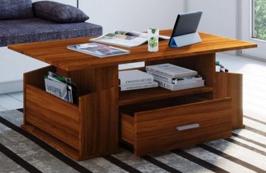 MESA DE CENTRO TU MESITA MODERNA BARAHONA 1 CAJÓN NOGAL