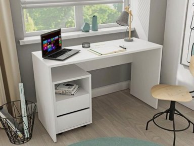 ESCRITORIO TU MESITA JOYCE 130 CM X 50 CM BLANCO Y CAJONERA CON RUEDAS - 1