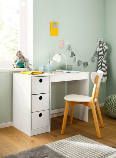 ESCRITORIO MODERNO TU MESITA AUSTEN 100 CM X 50 CM BLANCO 3 CAJONES