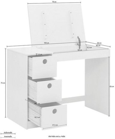 ESCRITORIO MODERNO TU MESITA AUSTEN 100 CM X 50 CM NEGRO 3 CAJONES - 4