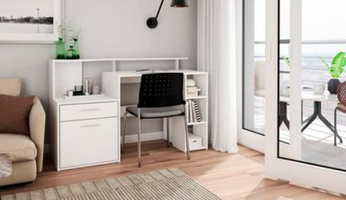 ESCRITORIO MODERNO TU MESITA AGATHA 140 CM X 55 CM BLANCO 3 CAJONES