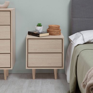 VELADOR TU MESITA VINTAGE HILLARY 2 CAJONES ROBLE