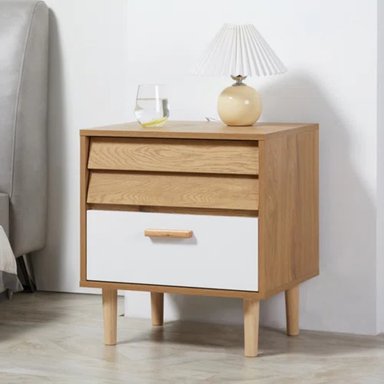 VELADOR TU MESITA VINTAGE MODERNO PIQUE 2 CAJONES MARRÓN CLARO