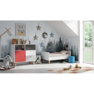 COMODA TU MESITA NOKERI INFANTIL VINTAGE 3 CAJONES ROJO - 3