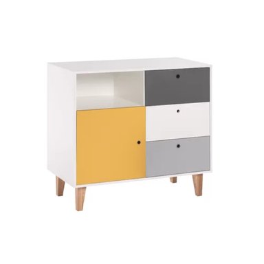 COMODA TU MESITA NIKERI INFANTIL VINTAGE NOKERI 3 CAJONES AMARILLO