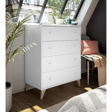 COMODA TU MESITA BREMEN VINTAGE 4 CAJONES BLANCO - 2