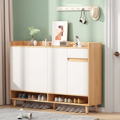 ZAPATERA TU MESITA SILVIA MARRÓN CLARO VINTAGE MODERNA 140CM