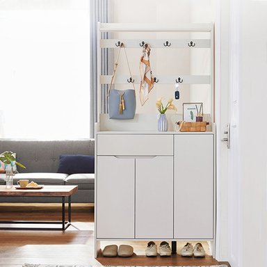 ZAPATERA TU MESITA CECILIA BLANCO CON PERCHERO ALTO 180CM