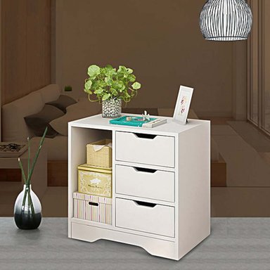 VELADOR MESA DE NOCHE TU MESITA MIKELA 3 CAJONES BLANCO