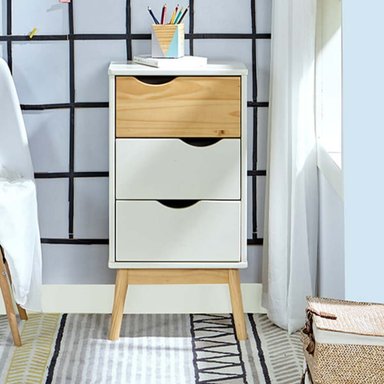 VELADOR TU MESITA VINTAGE MODERNO KIMMY 3 CAJONES BLANCO