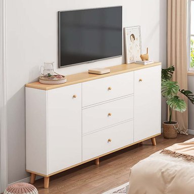 APARADOR TU MESITA MARGA BLANCO VINTAGE MODERNO 3 CAJONES 2 PUERTAS