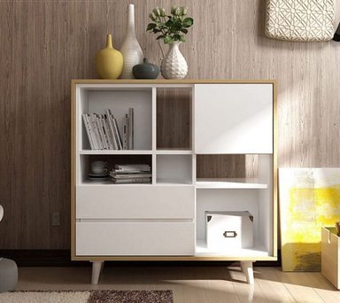 APARADOR TU MESITA PAULO BLANCO VINTAGE 2 CAJONES 1 PUERTA