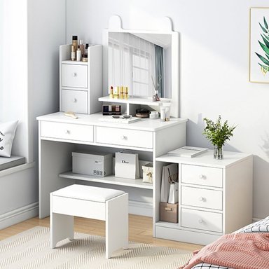 TOCADOR TU MESITA XIME BLANCO CON VELADOR MODERNO