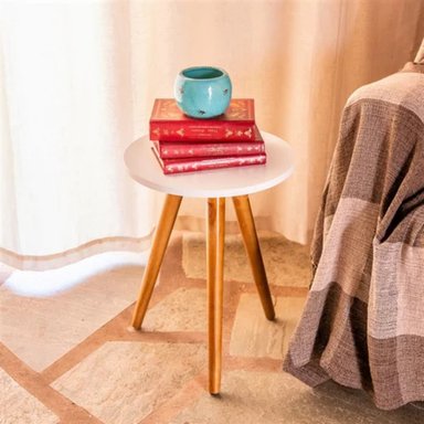 MESA LATERAL TU MESITA VÁSQUEZ BLANCO 35X35CM VINTAGE - 2