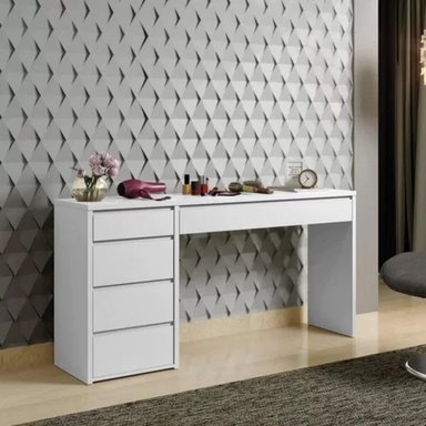 ESCRITORIO MODERNO TU MESITA JULIA 136 CM X 45 CM BLANCO 5 CAJONES