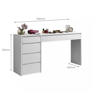 ESCRITORIO MODERNO TU MESITA JULIA 136 CM X 45 CM BLANCO 5 CAJONES - 2