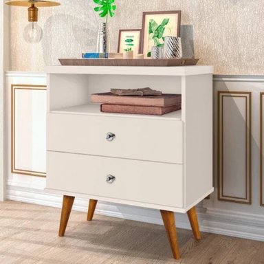 VELADOR TU MESITA VINTAGE TARMA 2 CAJONES BLANCO