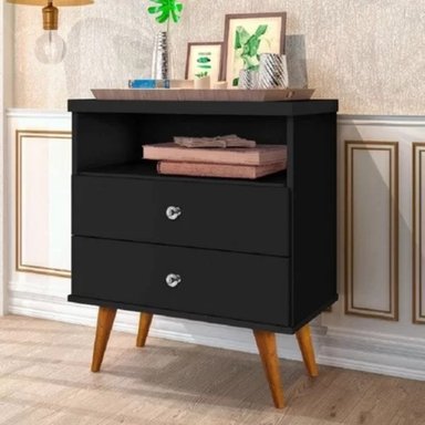 VELADOR TU MESITA VINTAGE TARMA 2 CAJONES NEGRO