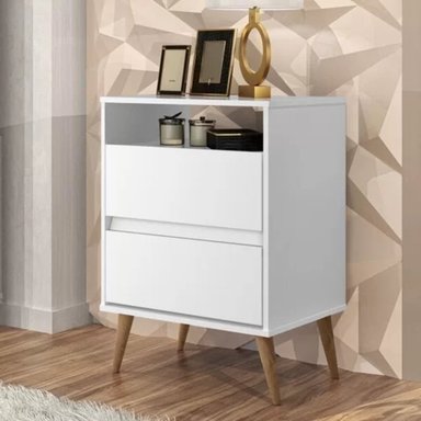 VELADOR TU MESITA VINTAGE GRETA 2 CAJONES BLANCO