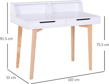 ESCRITORIO TU MESITA ARIZAGA 107 CM X 55 CM BLANCO VINTAGE 2 CAJONES - 3