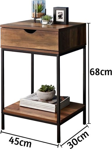 VELADOR TU MESITA ESTILO INDUSTRIAL ALESSANDRA 1 CAJÓN MARRÓN - 2