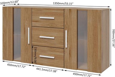 APARADOR TU MESITA MAR MELAMINA 18MM 2 PUERTAS 3 CAJONES MODERNO - 4