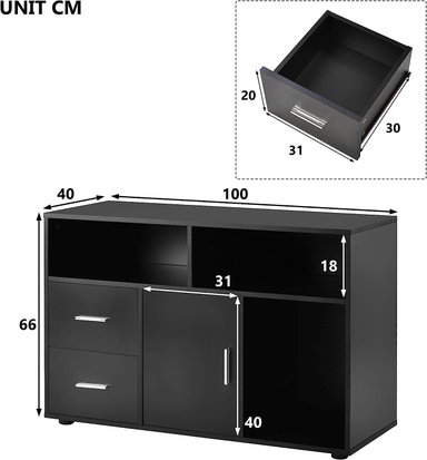 APARADOR TU MESITA MOTTY MELAMINA 18MM 1 PUERTA 2 CAJONES MODERNO - 3