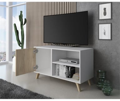 MESA DE TV TU MESITA ANDREA VINTAGE 1 PUERTA BLANCO - 2