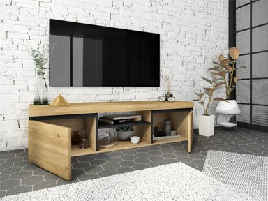 MESA DE TV TU MESITA JULIO MODERNA 2 PUERTA DUNA NEGRO - 2