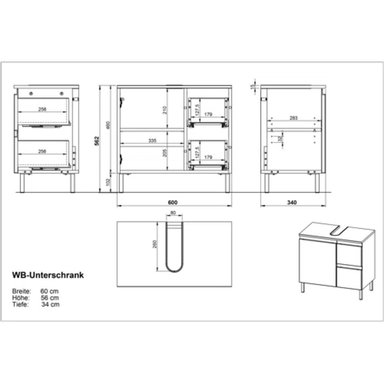 MUEBLE BAÑO TU MESITA BRANDON 60CM MARRON CLARO INFERIOR LAVADERO - 4