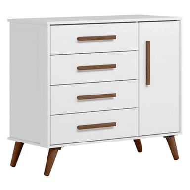 COMODA TU MESITA ESPERANZA MODERNA 1 PUERTA 4 CAJONES BLANCO