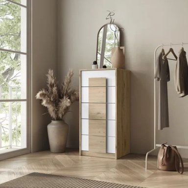 COMODA TU MESITA PEREDA CONTEMPORANEA 5 CAJONES BLANCO