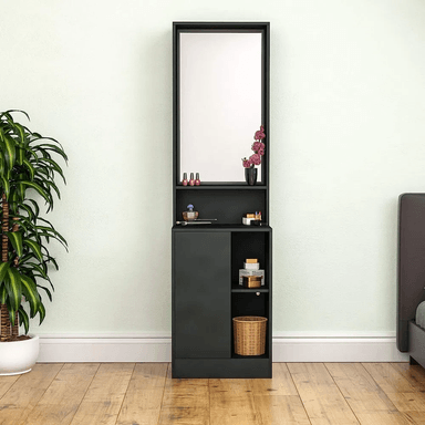 TOCADOR TU MESITA ROXY NEGRO 1 PUERTA MODERNO + ESPEJO