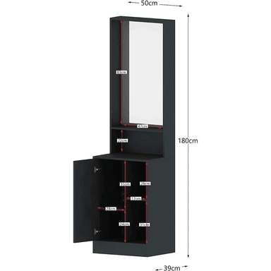 TOCADOR TU MESITA ROXY NEGRO 1 PUERTA MODERNO + ESPEJO - 3