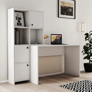 ESCRITORIO TU MESITA ROMA 146 CM X 55 CM BLANCO CLASICO 3 PUERTAS CON REPISA