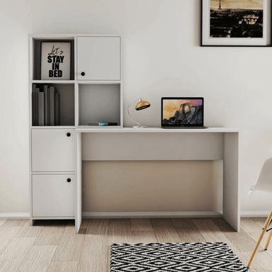 ESCRITORIO TU MESITA ROMA 146 CM X 55 CM BLANCO CLASICO 3 PUERTAS CON REPISA - 2