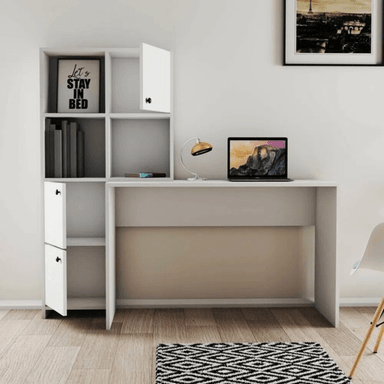 ESCRITORIO TU MESITA ROMA 146 CM X 55 CM BLANCO CLASICO 3 PUERTAS CON REPISA - 3
