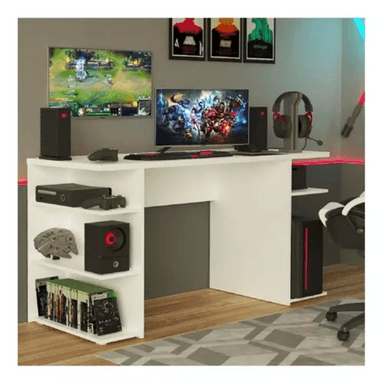 ESCRITORIO MODERNO TU MESITA TOPACIO 136 CM X 60 CM BLANCO CON REPISAS