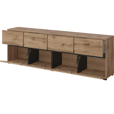 APARADOR TU MESITA GOLIAT MELAMINA 18MM 4 PUERTAS 4 CAJONES LARGO MODERNO MACADAMIA - 2