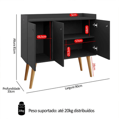 APARADOR TU MESITA ARIELL MELAMINA 18MM 3 PUERTAS MULTIUSOS CLÁSICO ARIEL - 3