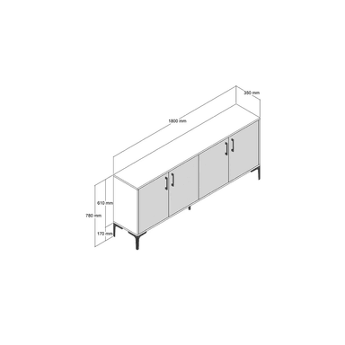 APARADOR TU MESITA VALLECANO MELAMINA 18MM 4 PUERTAS CLÁSICO FUNCIONAL - 4