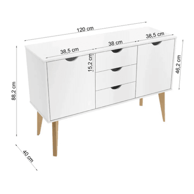 APARADOR TU MESITA CELTA MELAMINA 18MM 2 PUERTAS 3 CAJONES CLÁSICO - 2