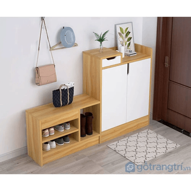 ZAPATERA TU MESITA ALICE MARRÓN CLARO ELEGANTE CON ESTANTES 2 PUERTAS - 2