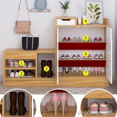 ZAPATERA TU MESITA ALICE MARRÓN CLARO ELEGANTE CON ESTANTES 2 PUERTAS - 3