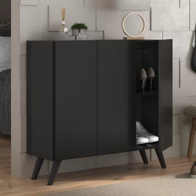 ZAPATERA TU MESITA NINA NEGRO MODERNA 3 PUERTAS